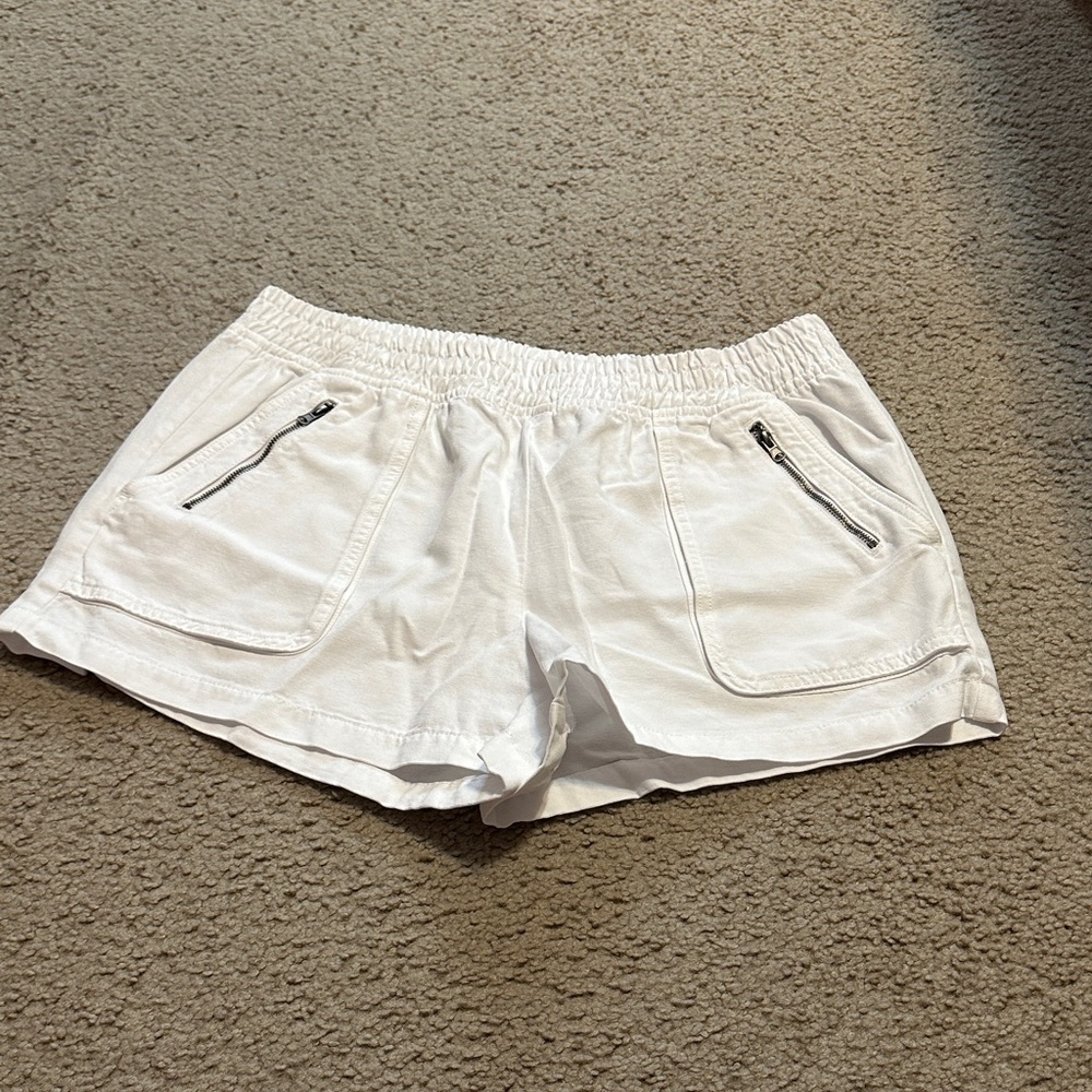 Aerie White Athletic Shorts with Zippered Pockets